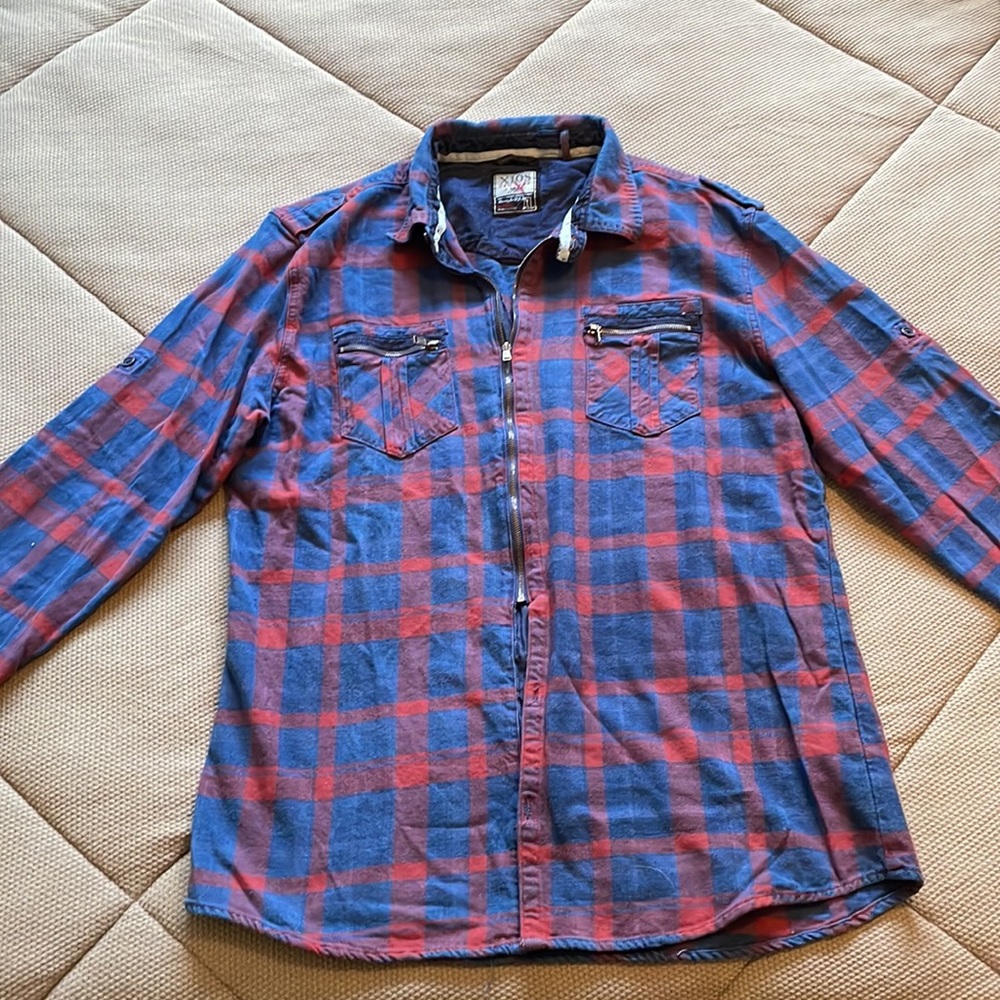 Xios 2XL multicolor plaid flannel long sleeve shirt shacket